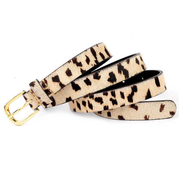 Bacca Bucci Women's Leopard Print Belt for Jeans Genuine Leather Belt